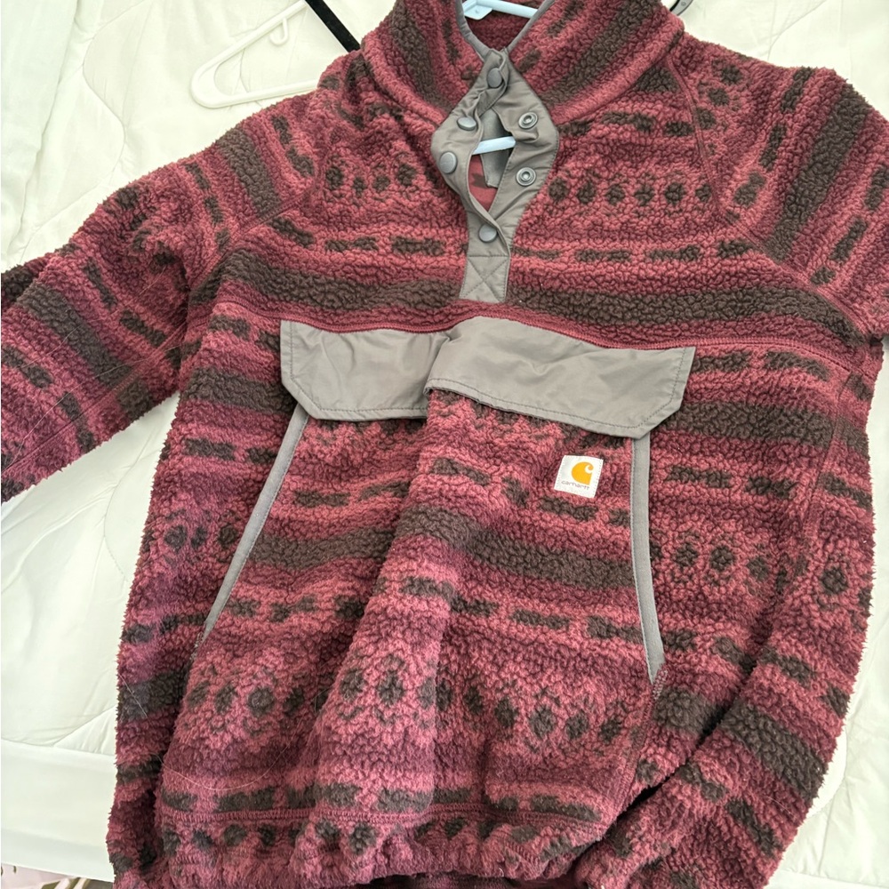 Carhartt Sherpa Pullover Hoodie in Berry Pattern
